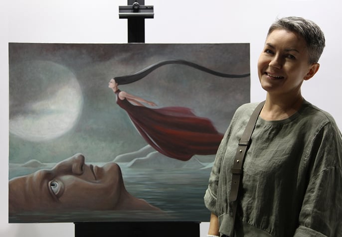 BenQ Siggraph17 Juliana Kolesova with her Float painting